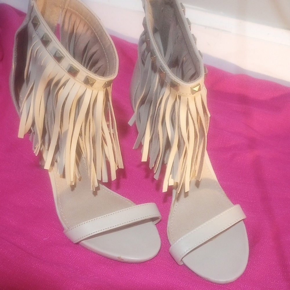 Steve Madden Cream Fringe Heels